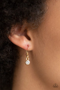 Paparazzi Super Starstruck - Gold - White Rhinestones - Necklace & Earrings - $5 Jewelry with Ashley Swint