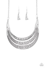 Load image into Gallery viewer, Paparazzi Take All You Can GATHERER - Silver - Half-Moon Plates - Necklace and matching Earrings - $5 Jewelry with Ashley Swint