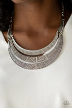 Load image into Gallery viewer, Paparazzi Take All You Can GATHERER - Silver - Half-Moon Plates - Necklace and matching Earrings - $5 Jewelry with Ashley Swint