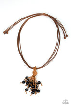 Load image into Gallery viewer, Paparazzi Tassel Trek - Black Beaded Tassel - Brown Cording - Sliding Knot Closure - Necklace - $5 Jewelry With Ashley Swint