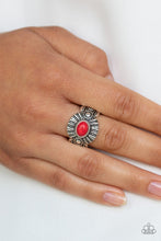 Load image into Gallery viewer, Paparazzi Thirst Quencher - Red Stone - Silver - Dainty Band Ring - $5 Jewelry With Ashley Swint