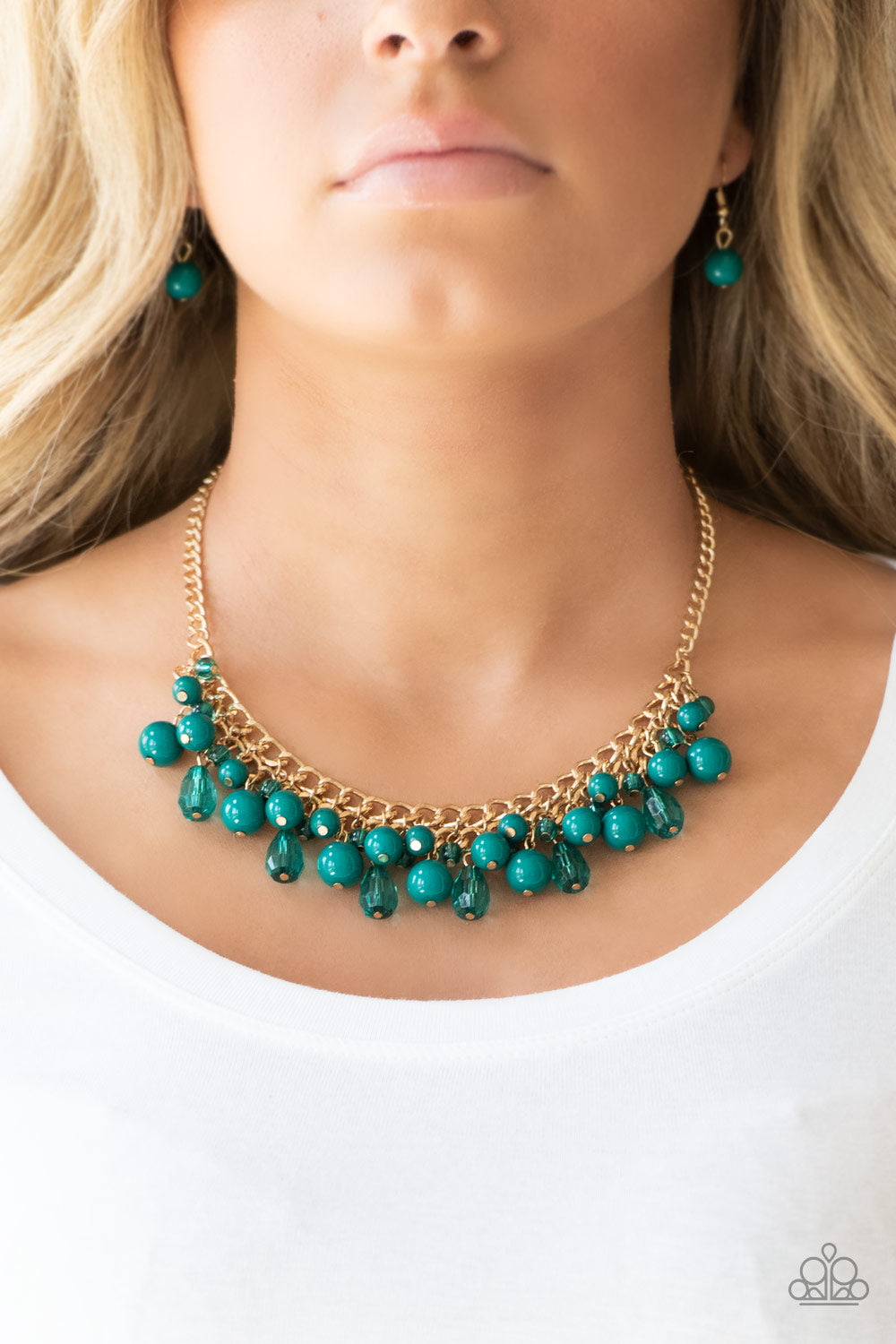 Paparazzi Tour de Trendsetter - Green - Necklace & Earrings - $5 Jewelry with Ashley Swint