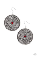 Load image into Gallery viewer, Paparazzi WHEEL and Grace - Red - Rhinestones - Silver Earrings - $5 Jewelry With Ashley Swint