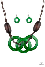 Load image into Gallery viewer, Paparazzi Bahama Drama - Green - Wooden Necklace and matching Earrings - $5 Jewelry With Ashley Swint