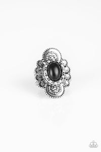 Paparazzi Basic Element - Black Stone - Silver Ring - $5 Jewelry With Ashley Swint