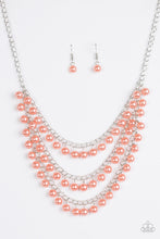 Load image into Gallery viewer, Paparazzi Chicly Classic - Orange Pearls - Silver Earrings &amp; Earrings - $5 Jewelry With Ashley Swint