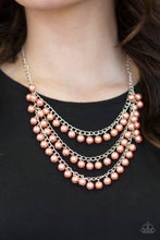 Load image into Gallery viewer, Paparazzi Chicly Classic - Orange Pearls - Silver Earrings &amp; Earrings - $5 Jewelry With Ashley Swint