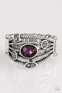 Paparazzi Cosmic Combo - Purple Rhinestone - Ring - $5 Jewelry With Ashley Swint
