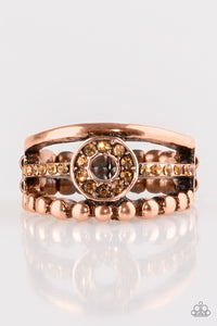 Paparazzi Cost of Living - Copper - Topaz Rhinestones Ring - $5 Jewelry With Ashley Swint