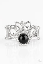 Load image into Gallery viewer, Paparazzi Crown Coronation - Black - White Rhinestone Silver Ring - $5 Jewelry with Ashley Swint