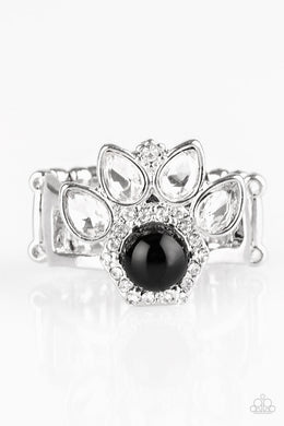 Paparazzi Crown Coronation - Black - White Rhinestone Silver Ring - $5 Jewelry with Ashley Swint