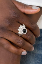 Load image into Gallery viewer, Paparazzi Crown Coronation - Black - White Rhinestone Silver Ring - $5 Jewelry with Ashley Swint