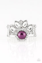 Load image into Gallery viewer, Paparazzi Crown Coronation - Purple - Pearl &amp; White Rhinestones - Ring - $5 Jewelry With Ashley Swint