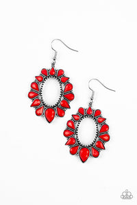 Paparazzi Fashionista Flavor - Red - Faceted Teardrops - Silver Hoop - Earrings - $5 Jewelry with Ashley Swint