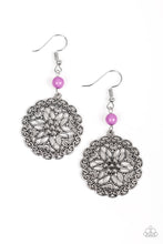 Load image into Gallery viewer, Paparazzi Full Floral - Purple Bead - Silver Earrings - $5 Jewelry With Ashley Swint