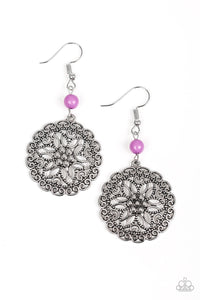 Paparazzi Full Floral - Purple Bead - Silver Earrings - $5 Jewelry With Ashley Swint
