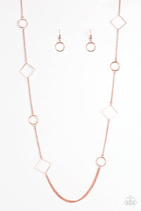 Paparazzi Full Frame - Copper - Necklace and matching Earrings - $5 Jewelry With Ashley Swint