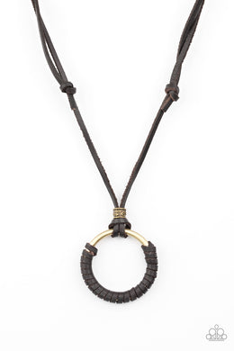 Paparazzi Get Over GRIT! - Brown Leather Urban Necklace - $5 Jewelry With Ashley Swint