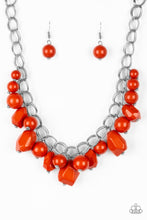 Load image into Gallery viewer, Paparazzi Gorgeously Globetrotter - Orange - Double Silver Chain Necklace &amp; Earrings - $5 Jewelry With Ashley Swint