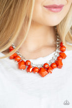 Load image into Gallery viewer, Paparazzi Gorgeously Globetrotter - Orange - Double Silver Chain Necklace &amp; Earrings - $5 Jewelry With Ashley Swint