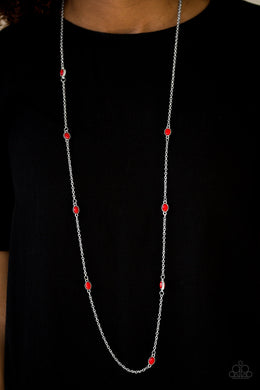 Paparazzi In Season - Red - Silver Chain Necklace & Earrings - $5 Jewelry With Ashley Swint