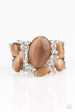 Load image into Gallery viewer, Paparazzi Modern Moonwalk - Brown Moonstone - White Rhinestones - Ring - $5 Jewelry with Ashley Swint