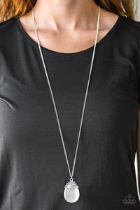 Paparazzi Nightcap and Gown - White - Teardrop Moonstone - Necklace & Earrings - $5 Jewelry With Ashley Swint