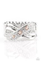 Load image into Gallery viewer, Paparazzi Onstage Opulence - Brown Pearls - Silver Rhinestone Ring - $5 Jewelry With Ashley Swint