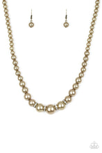 Load image into Gallery viewer, Paparazzi Party Pearls - Brass Pearls - White Rhinestones - Necklace &amp; Earrings - $5 Jewelry With Ashley Swint