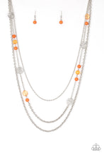 Load image into Gallery viewer, Paparazzi Pretty Pop-tastic! - Orange Beads - Silver Necklace and matching Earrings - $5 Jewelry with Ashley Swint