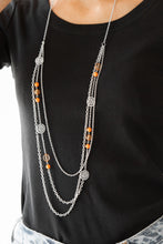 Load image into Gallery viewer, Paparazzi Pretty Pop-tastic! - Orange Beads - Silver Necklace and matching Earrings - $5 Jewelry with Ashley Swint