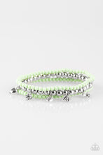 Load image into Gallery viewer, Paparazzi Springtime Sweethearts - Green - Silver Beads - Set of 3 Stretchy Bracelets - $5 Jewelry With Ashley Swint