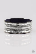 Load image into Gallery viewer, Paparazzi Teasingly Tomboy - Blue - White Rhinestones - Suede Band Wrap Bracelet - $5 Jewelry With Ashley Swint