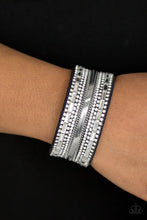 Load image into Gallery viewer, Paparazzi Teasingly Tomboy - Blue - White Rhinestones - Suede Band Wrap Bracelet - $5 Jewelry With Ashley Swint