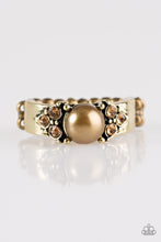 Load image into Gallery viewer, Paparazzi The Front Runner - Brass - Pearl - Glittery Topaz Rhinestones - Dainty Ring - $5 Jewelry With Ashley Swint
