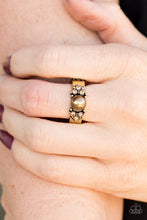 Load image into Gallery viewer, Paparazzi The Front Runner - Brass - Pearl - Glittery Topaz Rhinestones - Dainty Ring - $5 Jewelry With Ashley Swint