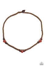 Load image into Gallery viewer, Paparazzi Vitality - Orange Stones - Brown Cording - Sliding Knot - Urban Necklace - $5 Jewelry With Ashley Swint