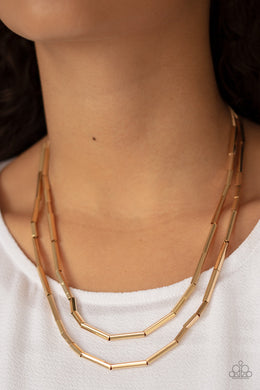 Paparazzi A Pipe Dream - GOLD - Necklace & Earrings - $5 Jewelry with Ashley Swint