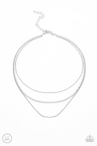 Paparazzi Battle of the Glitz - White Rhinestones - Silver Choker Necklace & Earrings - $5 Jewelry with Ashley Swint