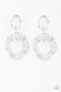 Paparazzi Confetti Congo - White - Glittering Acrylic - Post Earrings - $5 Jewelry With Ashley Swint