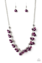 Load image into Gallery viewer, Paparazzi Duchess Royale - Purple Pearls - Silver Chain Necklace &amp; Earrings - $5 Jewelry With Ashley Swint