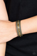Load image into Gallery viewer, Paparazzi Empress Etiquette - Brass - Rhinestones - Cuff Bracelet - $5 Jewelry With Ashley Swint