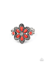 Load image into Gallery viewer, Paparazzi Fruity Florals - Red - White Rhinestones - Dainty Band Ring - $5 Jewelry with Ashley Swint