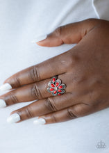 Load image into Gallery viewer, Paparazzi Fruity Florals - Red - White Rhinestones - Dainty Band Ring - $5 Jewelry with Ashley Swint