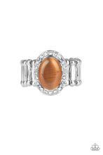 Load image into Gallery viewer, Paparazzi Laguna Luxury - Brown Moonstone - White Rhinestones - Silver Ring - $5 Jewelry With Ashley Swint