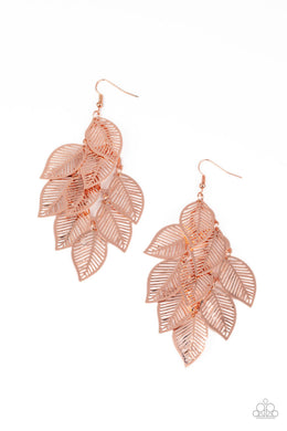 Paparazzi Limitlessly Leafy - Copper - Earrings - $5 Jewelry with Ashley Swint