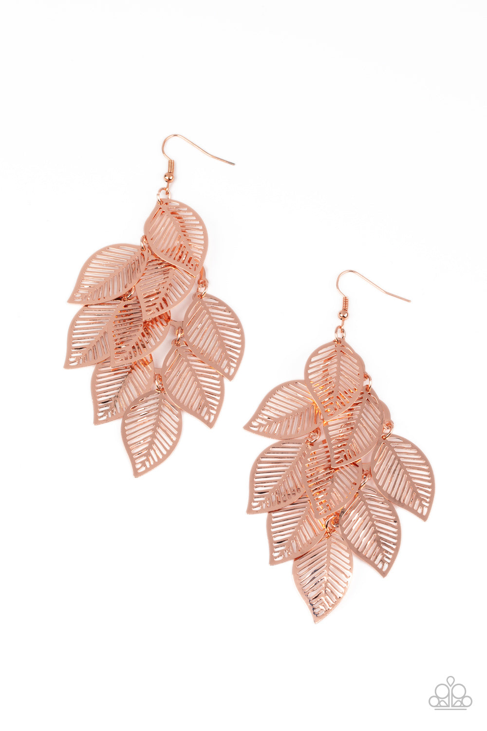 Paparazzi Limitlessly Leafy - Copper - Earrings - $5 Jewelry with Ashley Swint