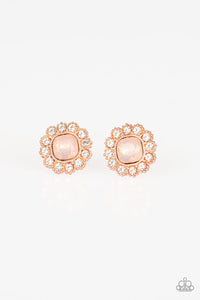 Paparazzi Little Lady - Copper - White Rhinestones - Post Earrings - $5 Jewelry with Ashley Swint