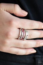 Load image into Gallery viewer, Paparazzi Make A SHEEN - Red - Rhinestones - Silver Ring - $5 Jewelry With Ashley Swint