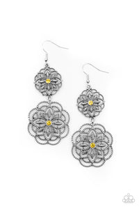 Paparazzi Mandala Mecca - Yellow - Earrings - $5 Jewelry with Ashley Swint